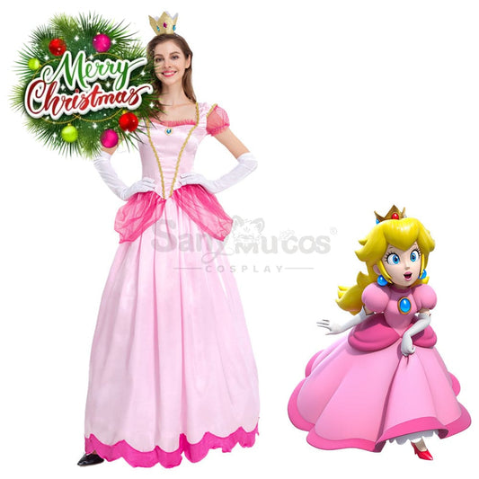 【In Stock】Anime Movie The Super Mario Bros. Cosplay Princess Peach Dress Up Pink Costume Costumes 1000