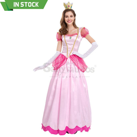 【In Stock】Anime Movie The Super Mario Bros. Cosplay Princess Peach Dress Up Pink Costume Costumes