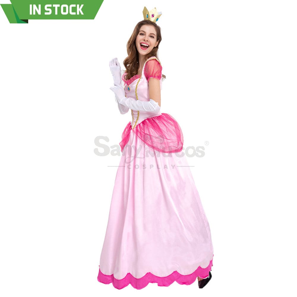 【In Stock】Anime Movie The Super Mario Bros. Cosplay Princess Peach Dress Up Pink Costume Costumes