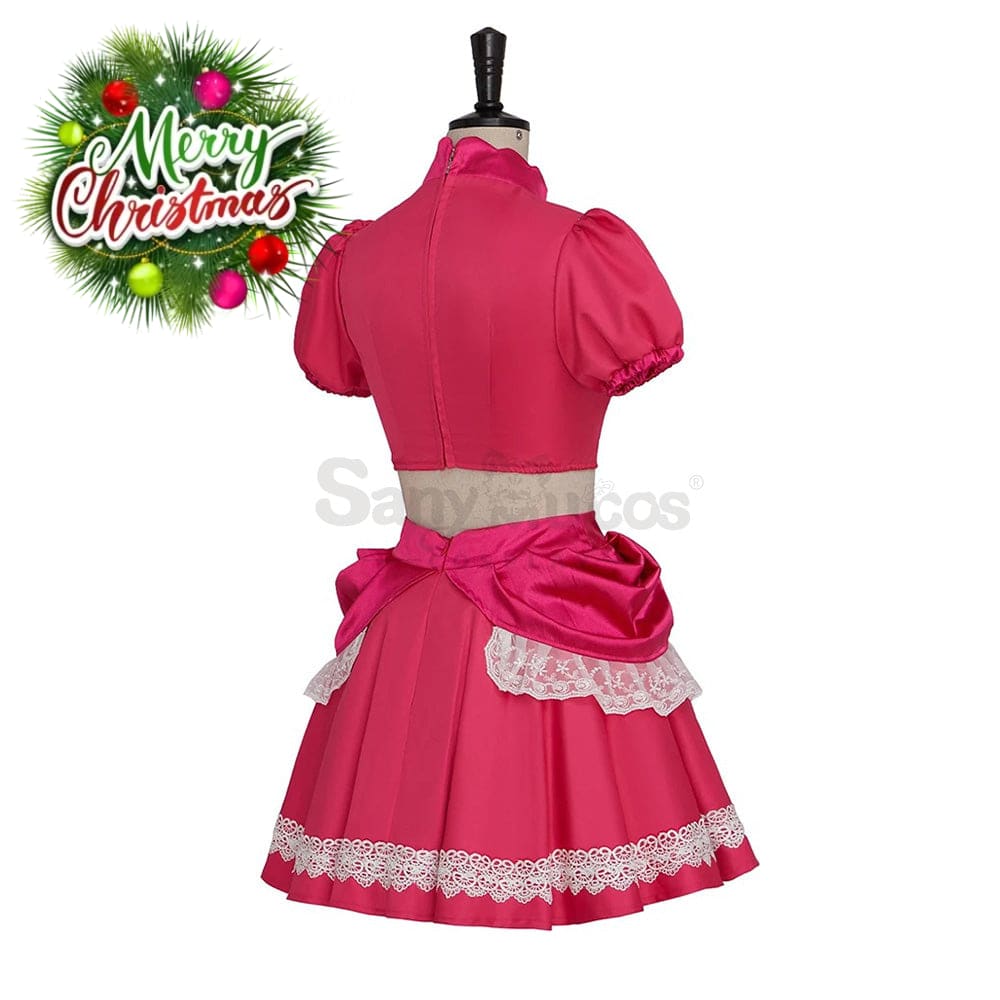 【In Stock】Anime Movie The Super Mario Bros. Cosplay Princess Peach Dress Up Pink Costume Costumes