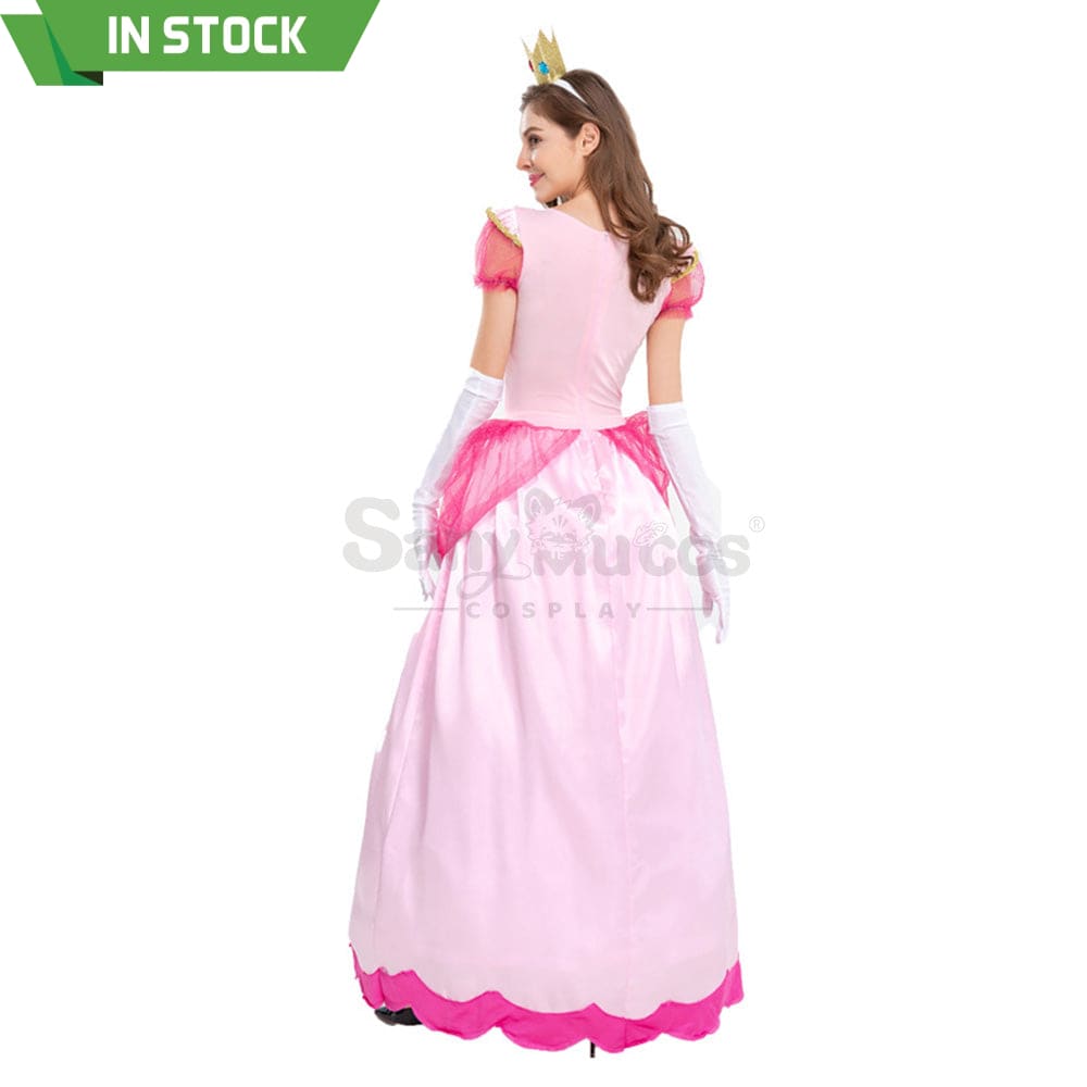 【In Stock】Anime Movie The Super Mario Bros. Cosplay Princess Peach Dress Up Pink Costume Costumes