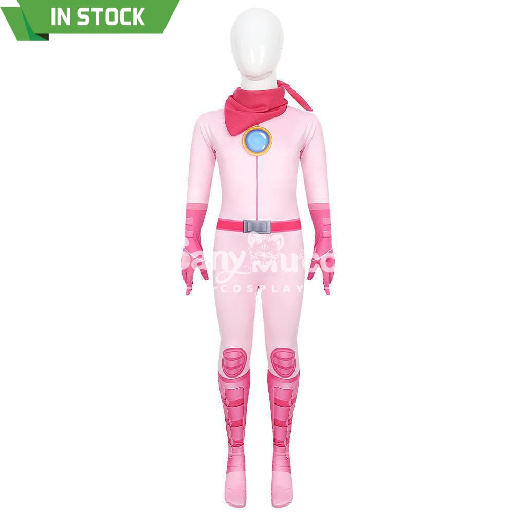 【In Stock】Anime Movie The Super Mario Bros. Cosplay Princess Peach Pink Battle Bodysuit Costume