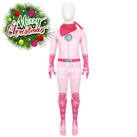 【In Stock】Anime Movie The Super Mario Bros. Cosplay Princess Peach Pink Battle Bodysuit Costume