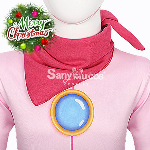 【In Stock】Anime Movie The Super Mario Bros. Cosplay Princess Peach Pink Battle Bodysuit Costume