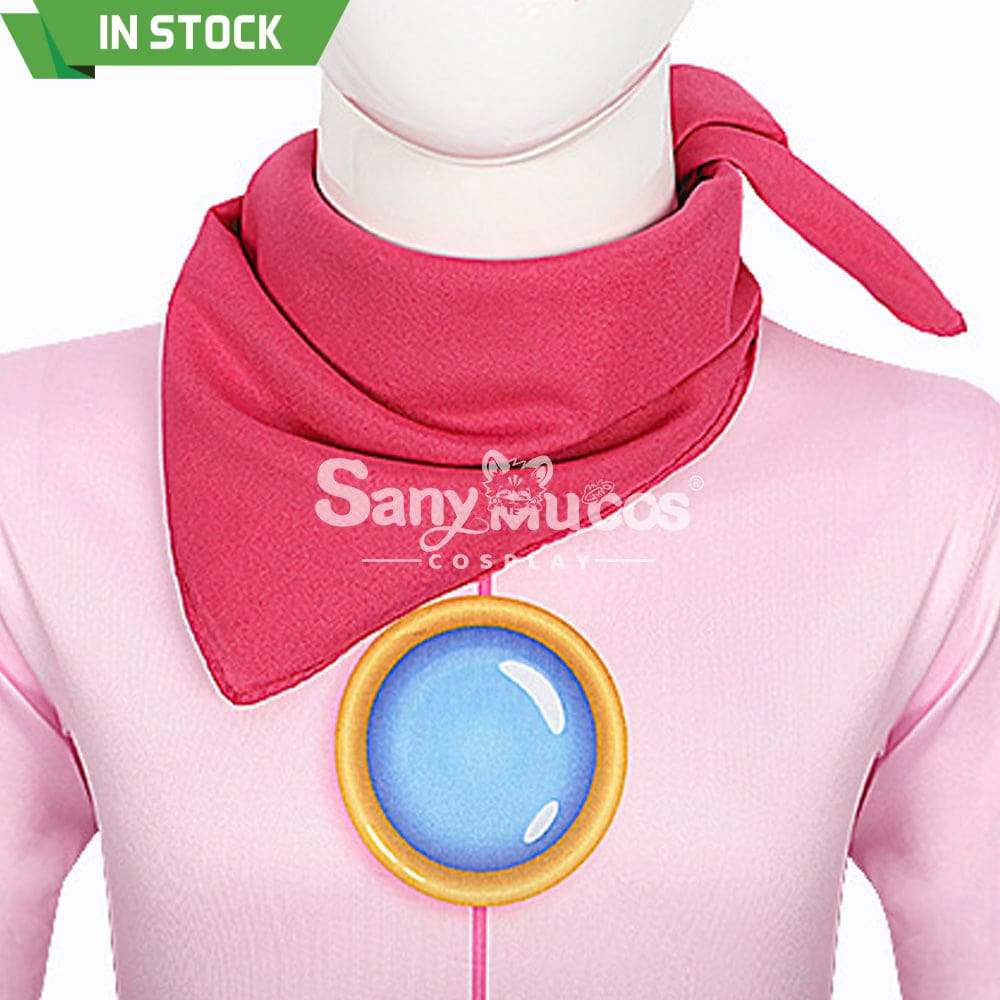 【In Stock】Anime Movie The Super Mario Bros. Cosplay Princess Peach Pink Battle Bodysuit Costume