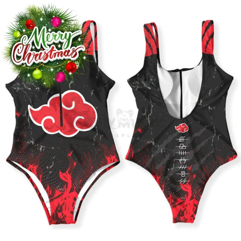 【In Stock】Anime Naruto Cosplay Akatsuki Swimsuit Costume Jumpsuit / S Costumes