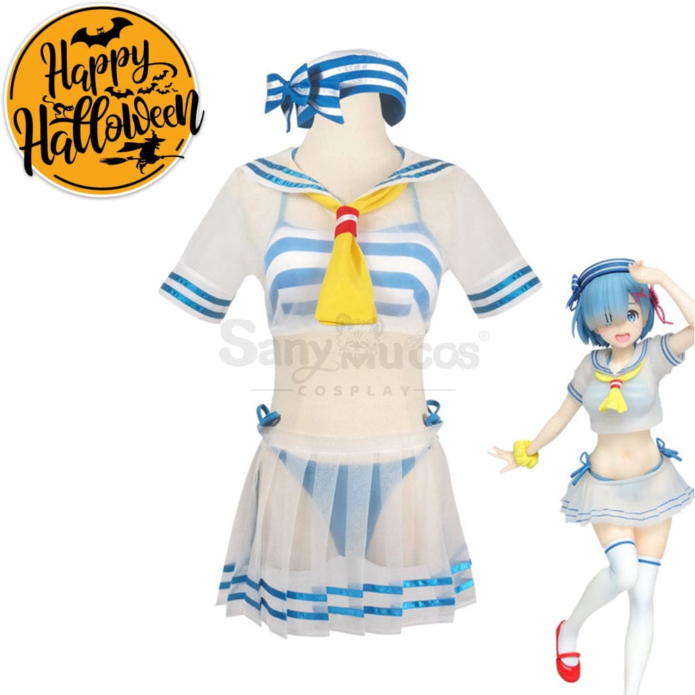 【In Stock】Anime Re Zero Cosplay Rem Sailor Swimsuit Costume Costumes