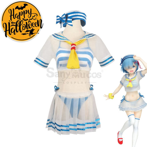 【In Stock】Anime Re Zero Cosplay Rem Sailor Swimsuit Costume Costumes