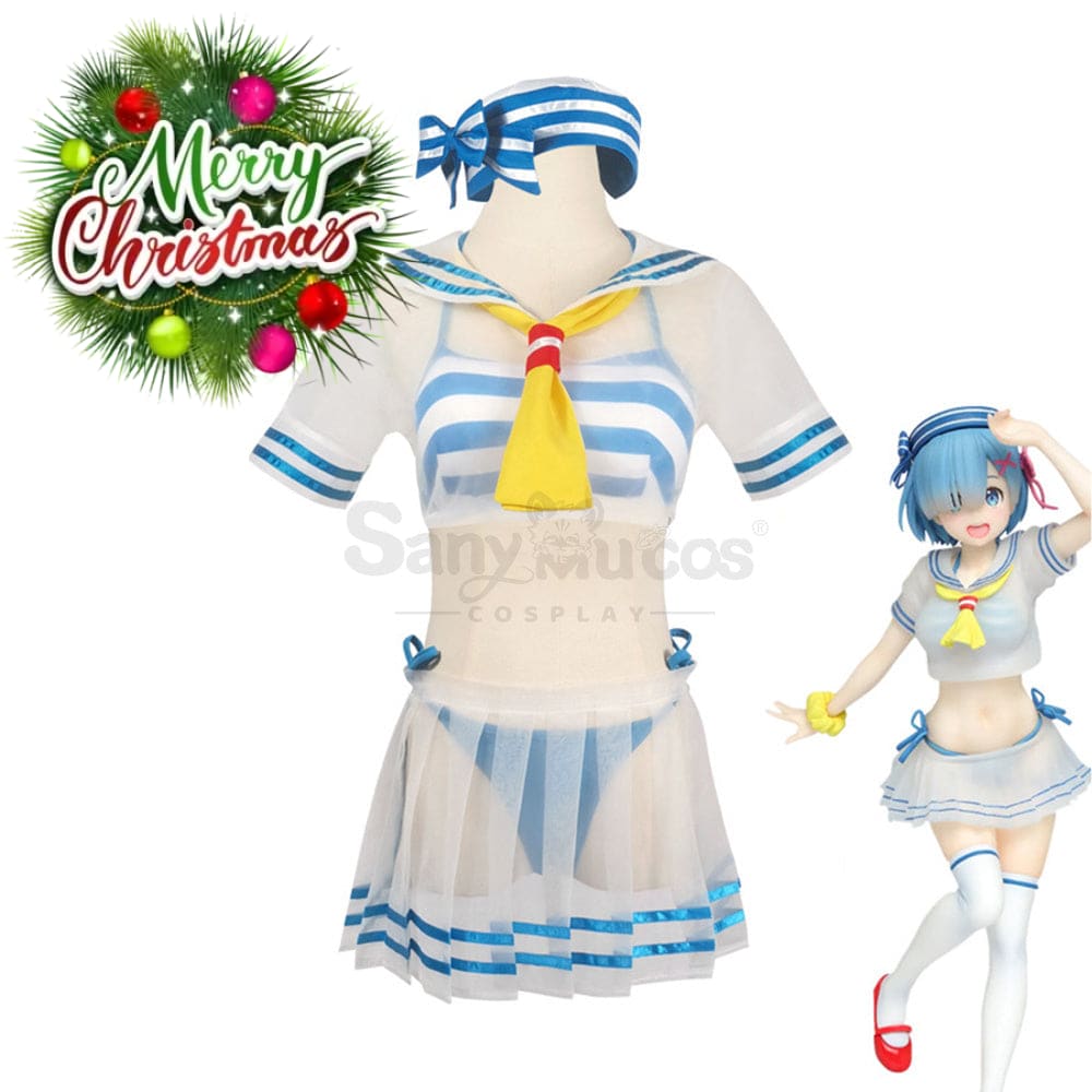 【In Stock】Anime Re Zero Cosplay Rem Sailor Swimsuit Costume Costumes