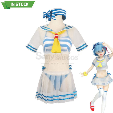 【In Stock】Anime Re Zero Cosplay Rem Sailor Swimsuit Costume Costumes