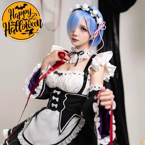 【In Stock】Anime Re Zero Rem Rame Cosplay Women Cheongsam Dress Premium Edition Cosplay Costumes