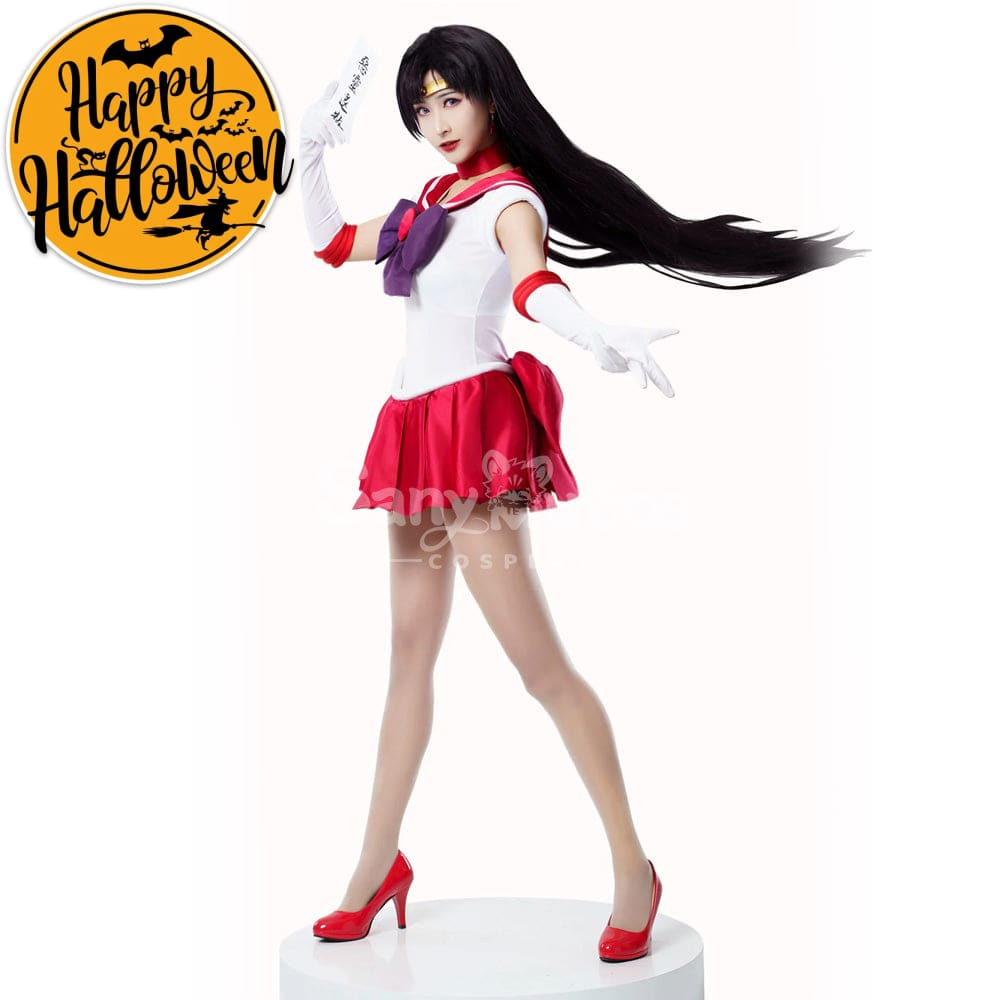 【In Stock】Anime Sailor Moon Cosplay Mars Rei Hino Battle Suit Costume Premium Edition Costumes