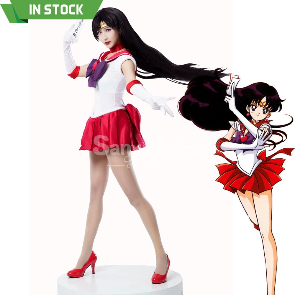 【In Stock】Anime Sailor Moon Cosplay Mars Rei Hino Battle Suit Costume Premium Edition Costumes