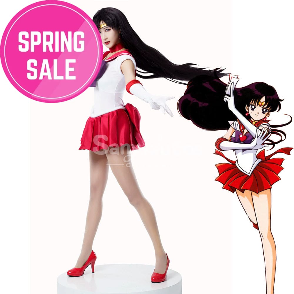 【In Stock】Anime Sailor Moon Cosplay Mars Rei Hino Battle Suit Costume Premium Edition Costumes