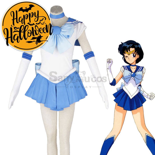【In Stock】Anime Sailor Moon Cosplay Mercury Ami Mizuno Battle Suit Costume Costumes 1000