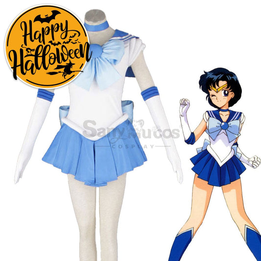 【In Stock】Anime Sailor Moon Cosplay Mercury Ami Mizuno Battle Suit Costume Costumes 1000
