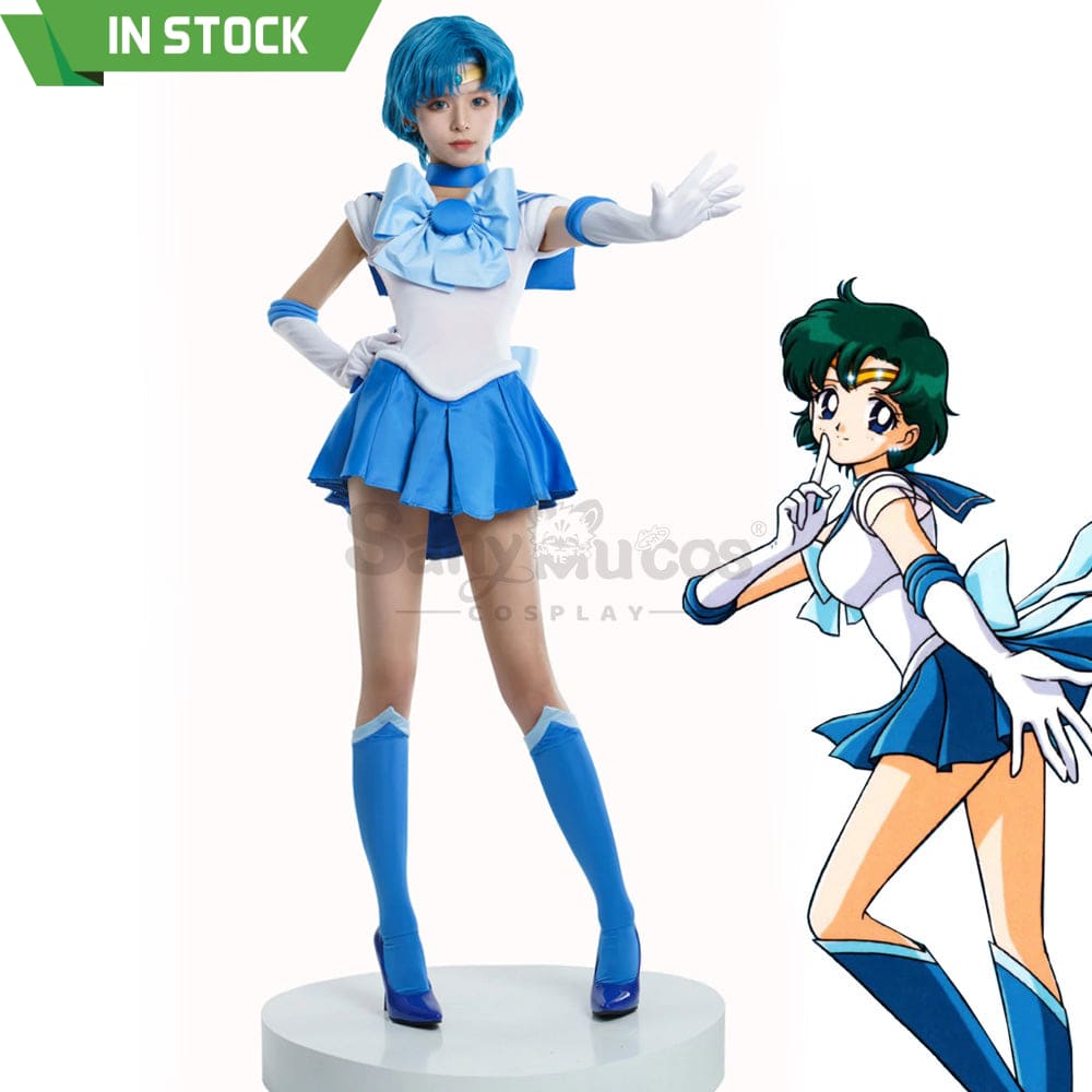 【In Stock】Anime Sailor Moon Cosplay Mercury Ami Mizuno Battle Suit Costume Premium Edition Costumes