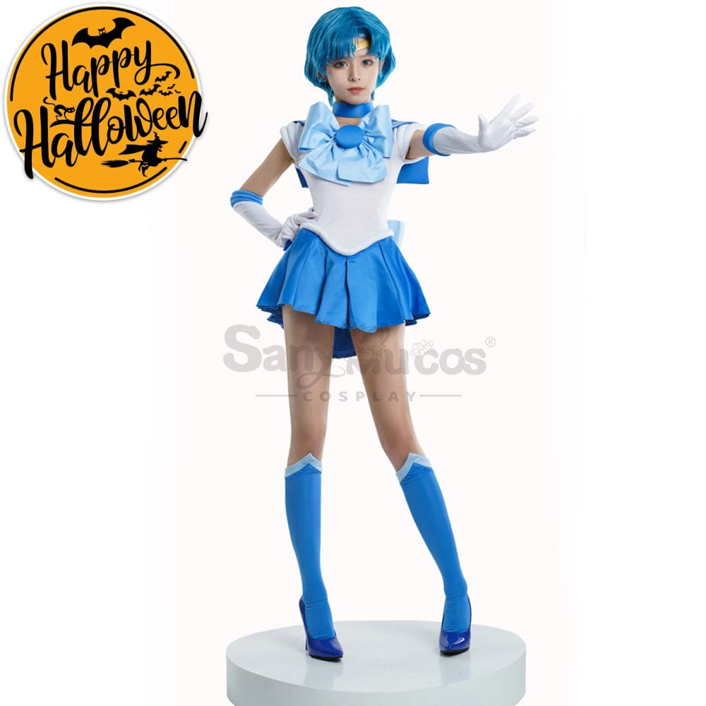 【In Stock】Anime Sailor Moon Cosplay Mercury Ami Mizuno Battle Suit Costume Premium Edition Costumes