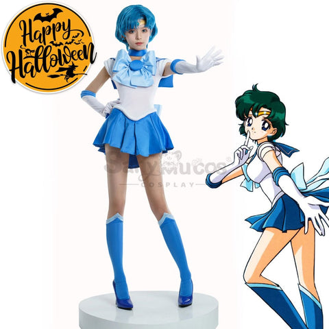 【In Stock】Anime Sailor Moon Cosplay Mercury Ami Mizuno Battle Suit Costume Premium Edition Costumes