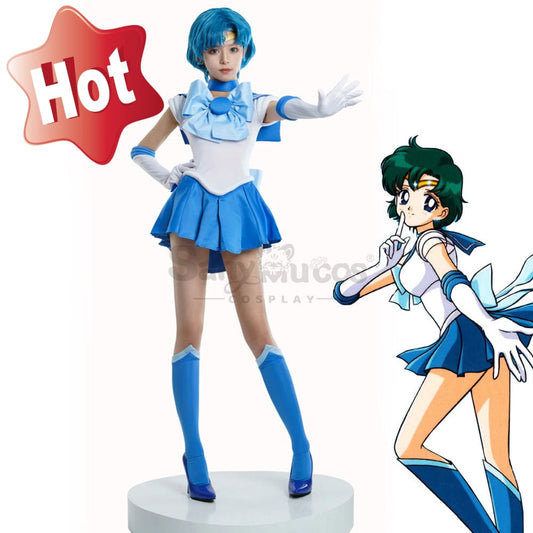 【In Stock】Anime Sailor Moon Cosplay Mercury Ami Mizuno Battle Suit Costume Premium Edition Costumes 1000
