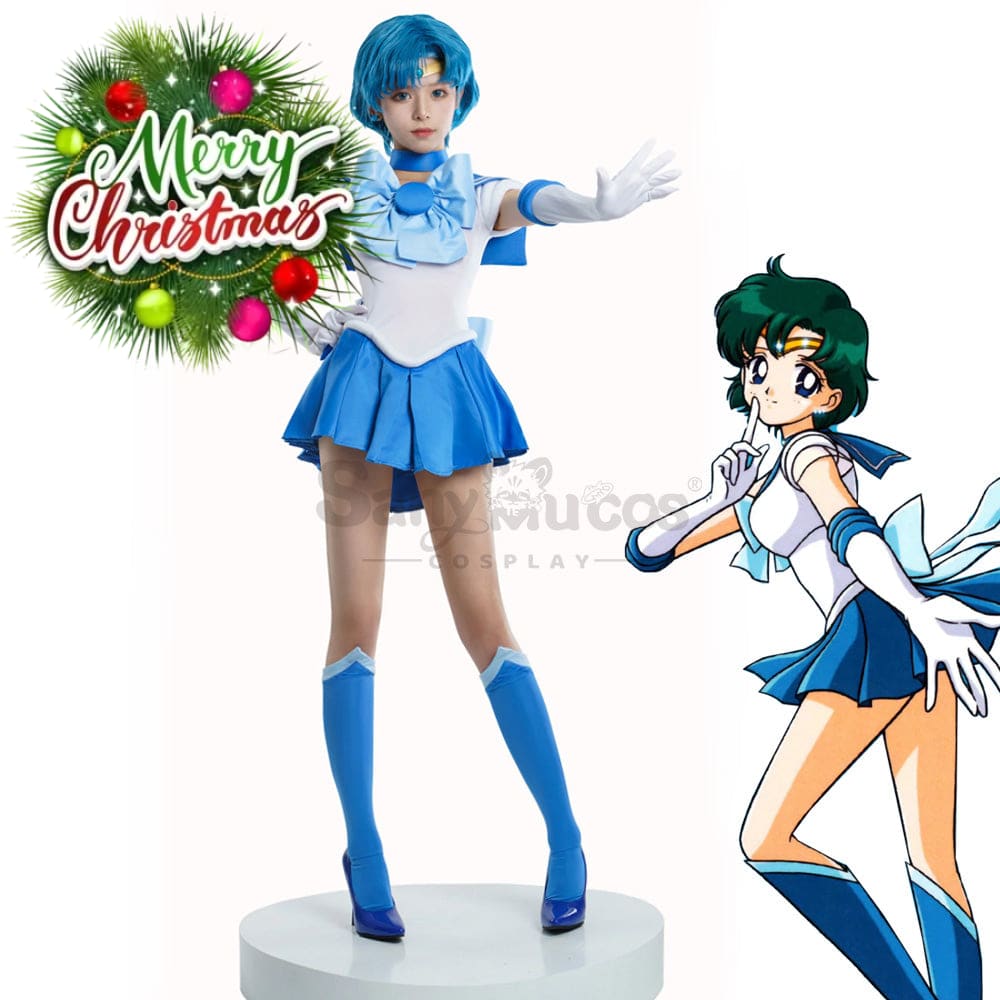 【In Stock】Anime Sailor Moon Cosplay Mercury Ami Mizuno Battle Suit Costume Premium Edition Costumes