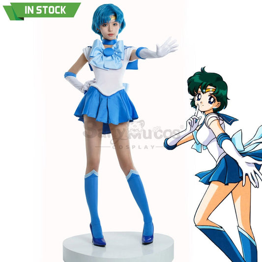 【In Stock】Anime Sailor Moon Cosplay Mercury Ami Mizuno Battle Suit Costume Premium Edition Costumes 1000