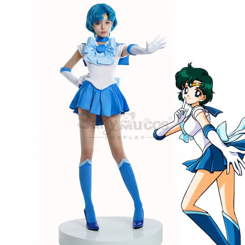 【In Stock】Anime Sailor Moon Cosplay Mercury Ami Mizuno Battle Suit Costume Premium Edition Costumes