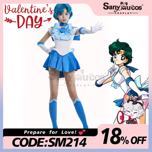 【In Stock】Anime Sailor Moon Cosplay Mercury Ami Mizuno Battle Suit Costume Premium Edition Costumes 1000