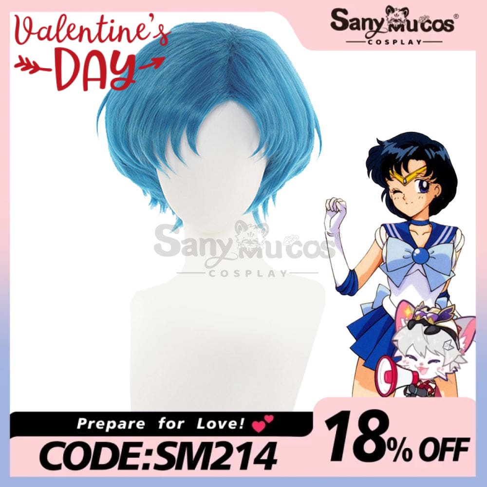 【In Stock】Anime Sailor Moon Cosplay Mercury Ami Mizuno Wig Wigs