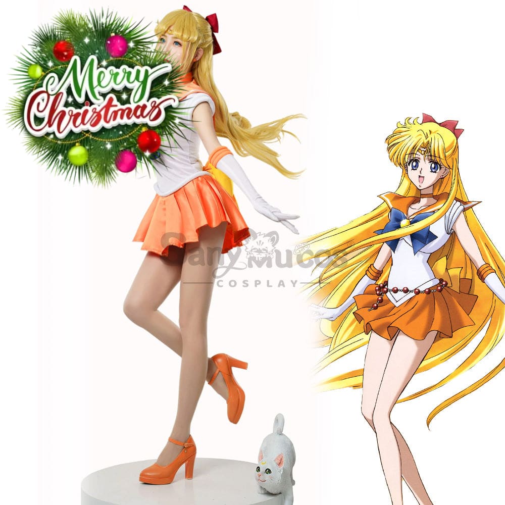 【In Stock】Anime Sailor Moon Cosplay Venus Minako Aino Battle Suit Costume Premium Edition Costumes