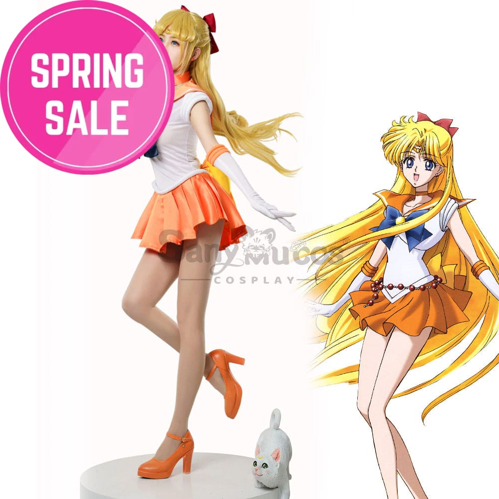 【In Stock】Anime Sailor Moon Cosplay Venus Minako Aino Battle Suit Costume Premium Edition Costumes