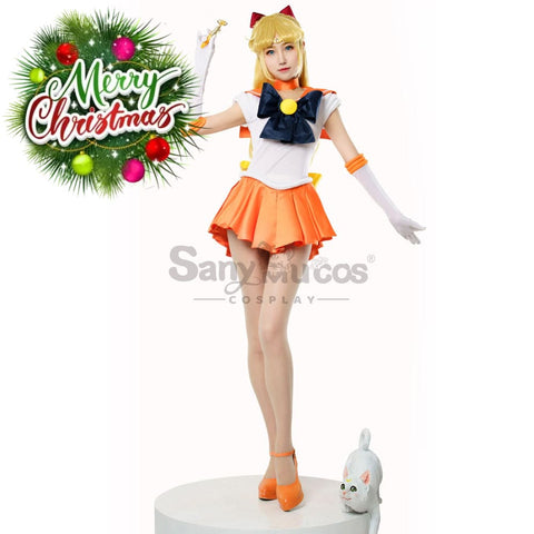 【In Stock】Anime Sailor Moon Cosplay Venus Minako Aino Battle Suit Costume Premium Edition Costumes