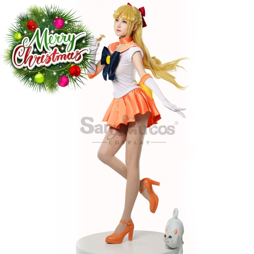 【In Stock】Anime Sailor Moon Cosplay Venus Minako Aino Battle Suit Costume Premium Edition Costumes