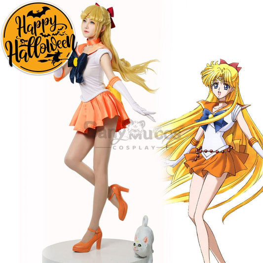 【In Stock】Anime Sailor Moon Cosplay Venus Minako Aino Battle Suit Costume Premium Edition Costumes 1000