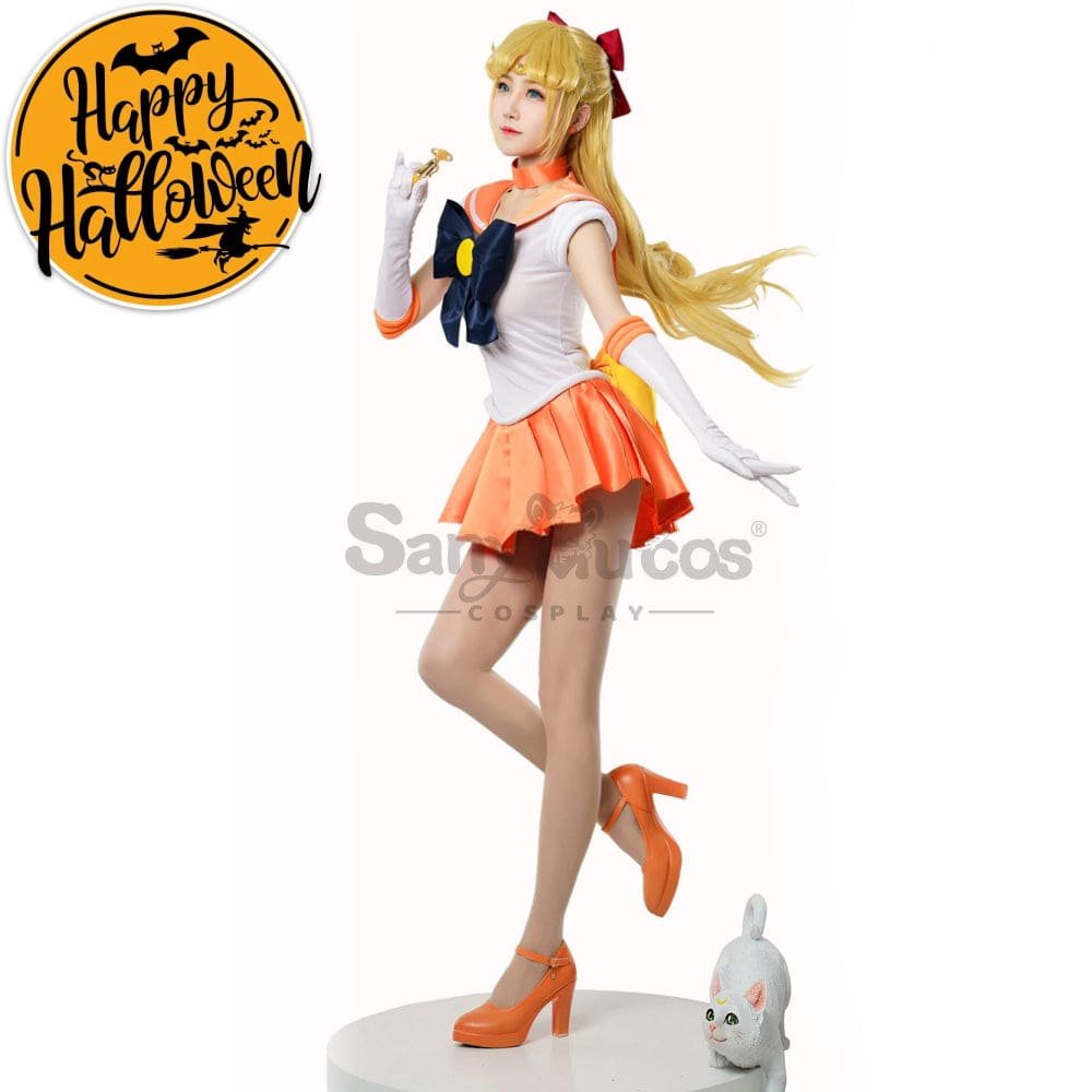 【In Stock】Anime Sailor Moon Cosplay Venus Minako Aino Battle Suit Costume Premium Edition Costumes
