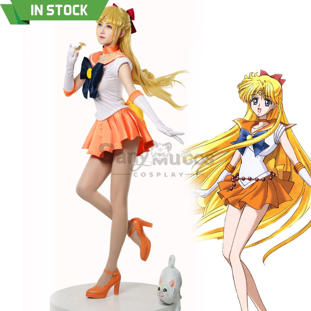 【In Stock】Anime Sailor Moon Cosplay Venus Minako Aino Battle Suit Costume Premium Edition Costumes