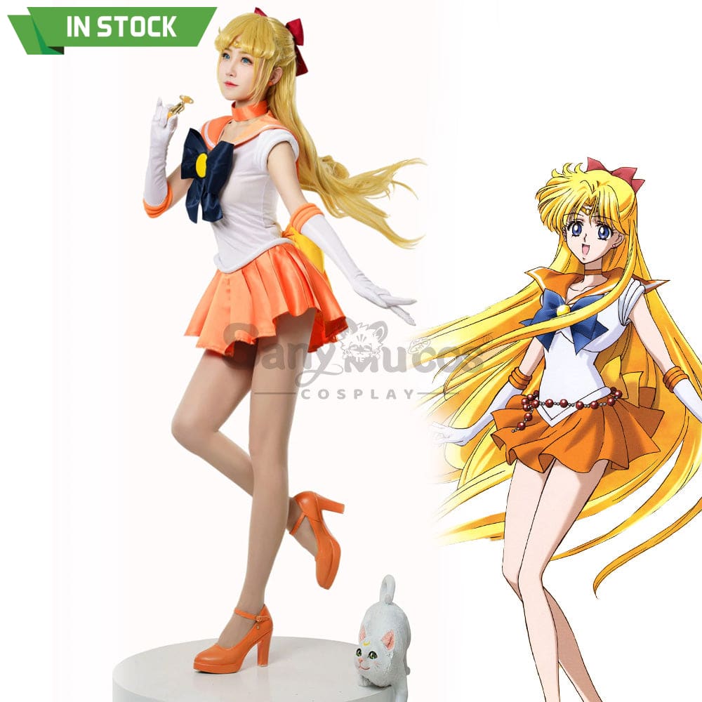 【In Stock】Anime Sailor Moon Cosplay Venus Minako Aino Battle Suit Costume Premium Edition Costumes