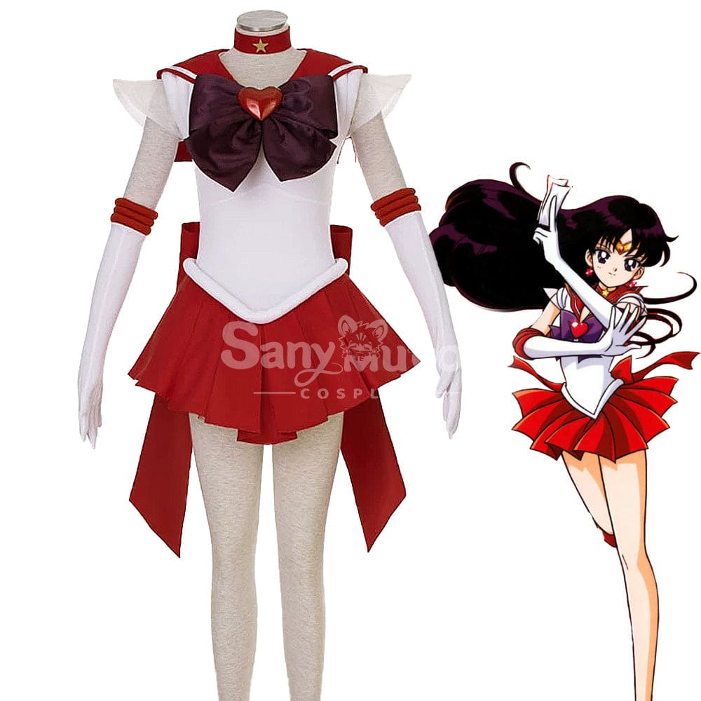 【In Stock】Anime Sailor Moon Supers Cosplay Mars Rei Hino Battle Suit Costume Costumes