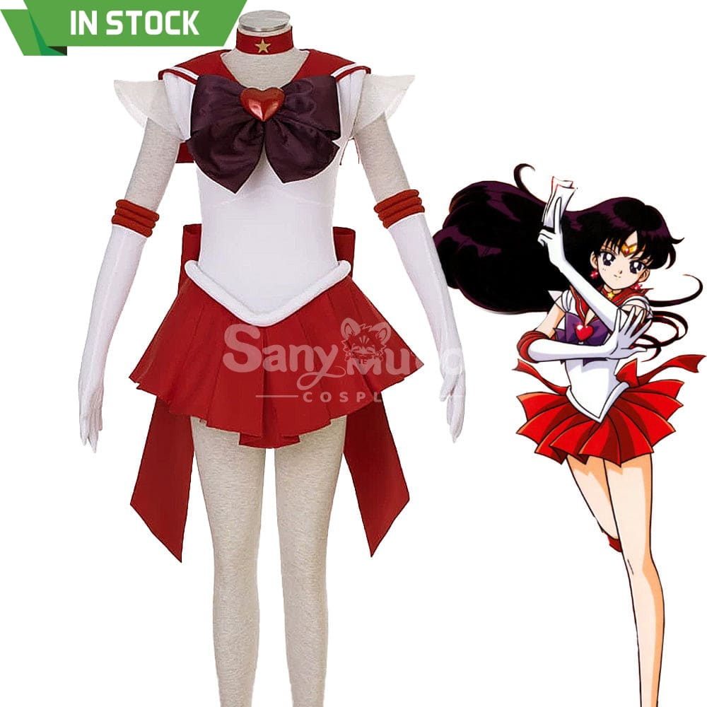 【In Stock】Anime Sailor Moon Supers Cosplay Mars Rei Hino Battle Suit Costume Costumes