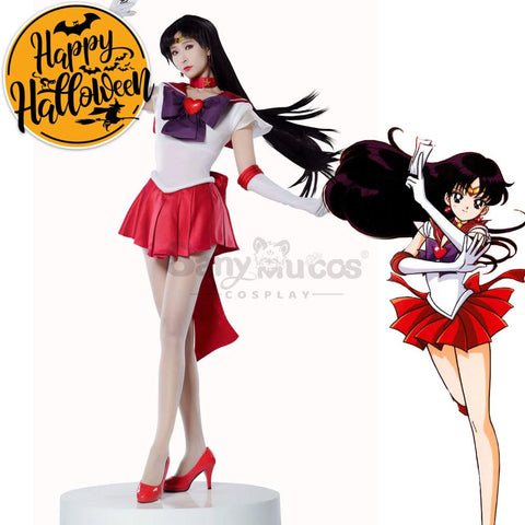 【In Stock】Anime Sailor Moon Supers Cosplay Mars Rei Hino Battle Suit Costume Premium Edition