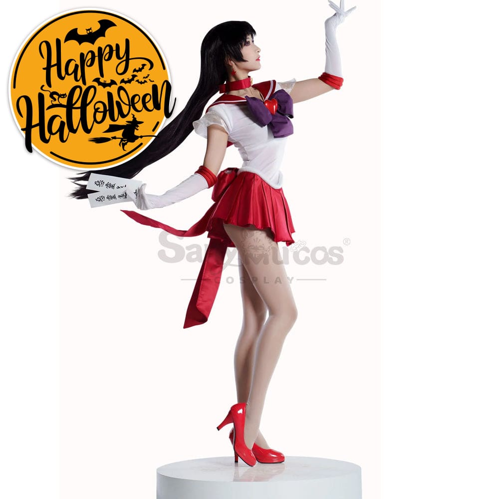 【In Stock】Anime Sailor Moon Supers Cosplay Mars Rei Hino Battle Suit Costume Premium Edition