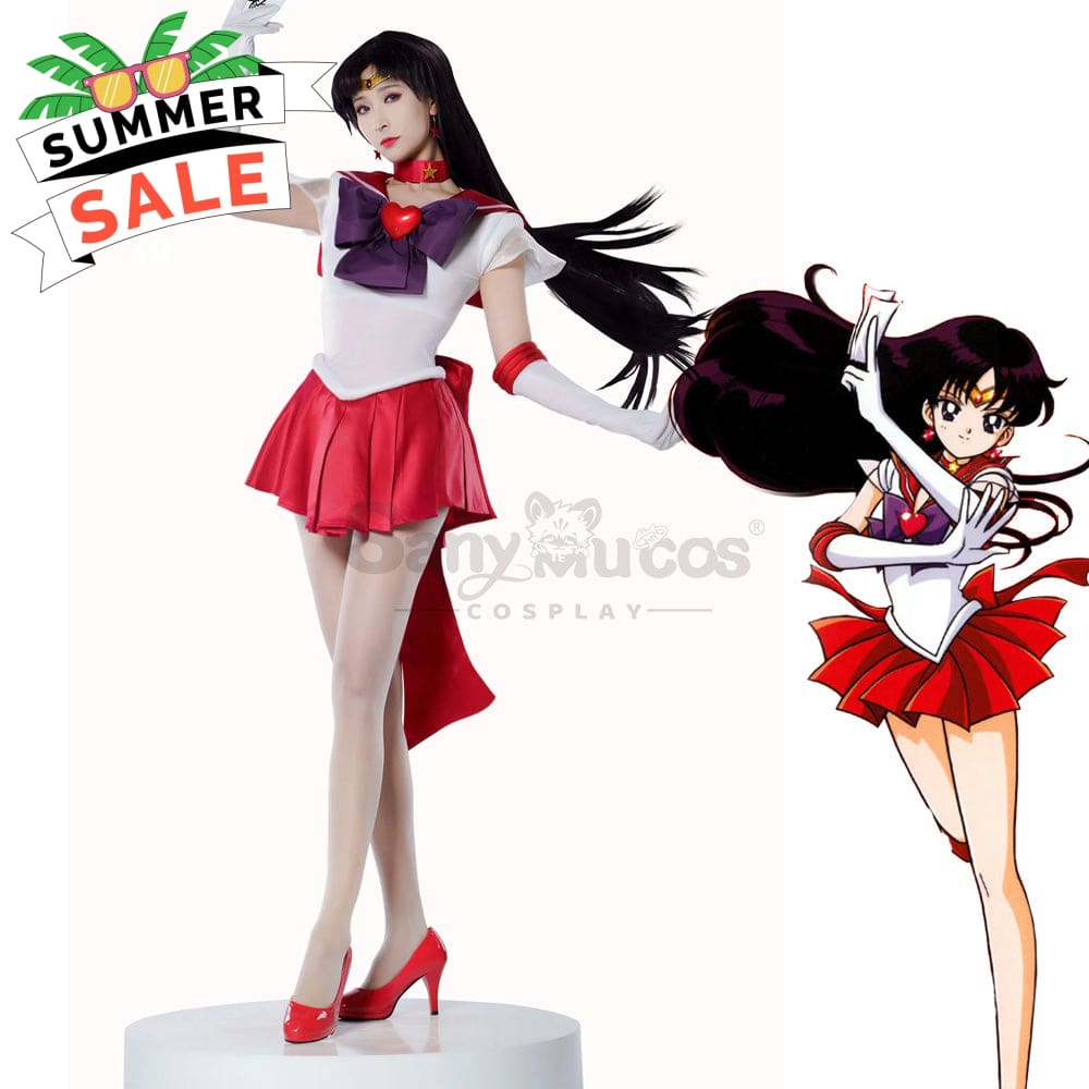 【In Stock】Anime Sailor Moon Supers Cosplay Mars Rei Hino Battle Suit Costume Premium Edition