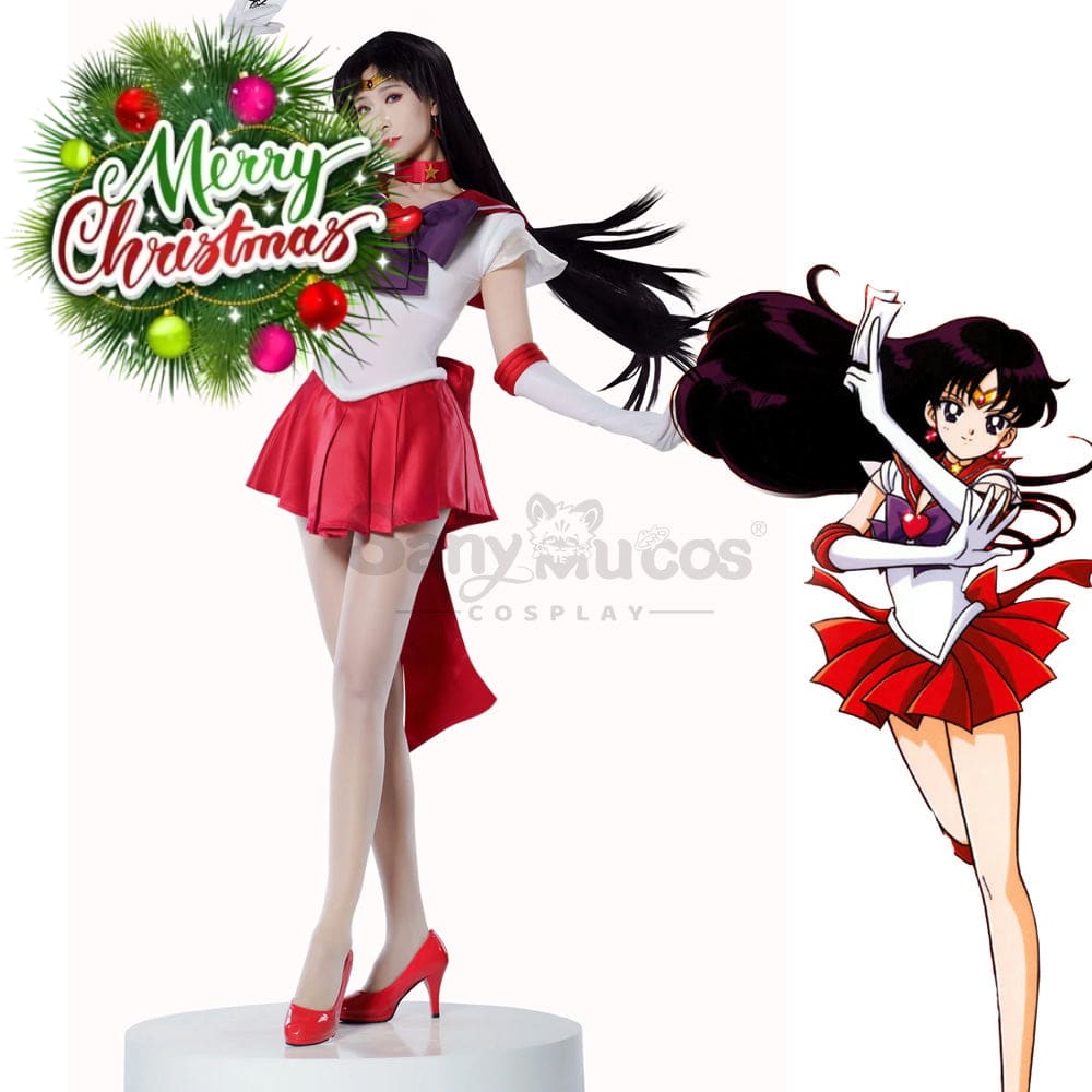 【In Stock】Anime Sailor Moon Supers Cosplay Mars Rei Hino Battle Suit Costume Premium Edition