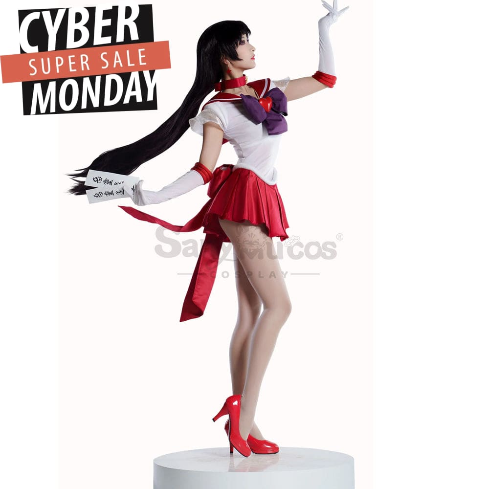 【In Stock】Anime Sailor Moon Supers Cosplay Mars Rei Hino Battle Suit Costume Premium Edition