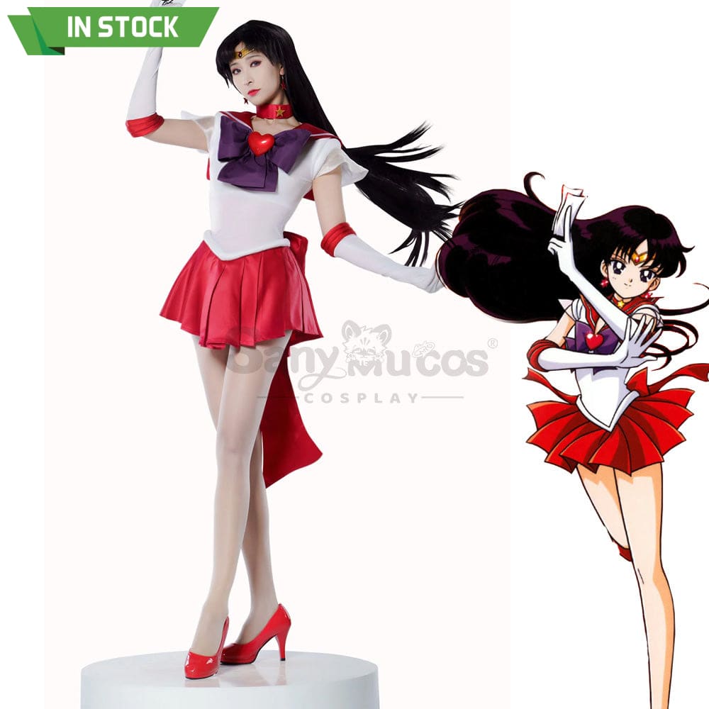 【In Stock】Anime Sailor Moon Supers Cosplay Mars Rei Hino Battle Suit Costume Premium Edition