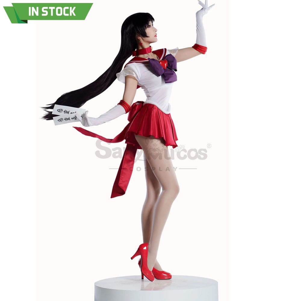 【In Stock】Anime Sailor Moon Supers Cosplay Mars Rei Hino Battle Suit Costume Premium Edition