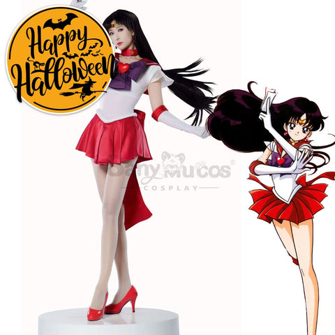 【In Stock】Anime Sailor Moon Supers Cosplay Mars Rei Hino Battle Suit Costume Premium Edition