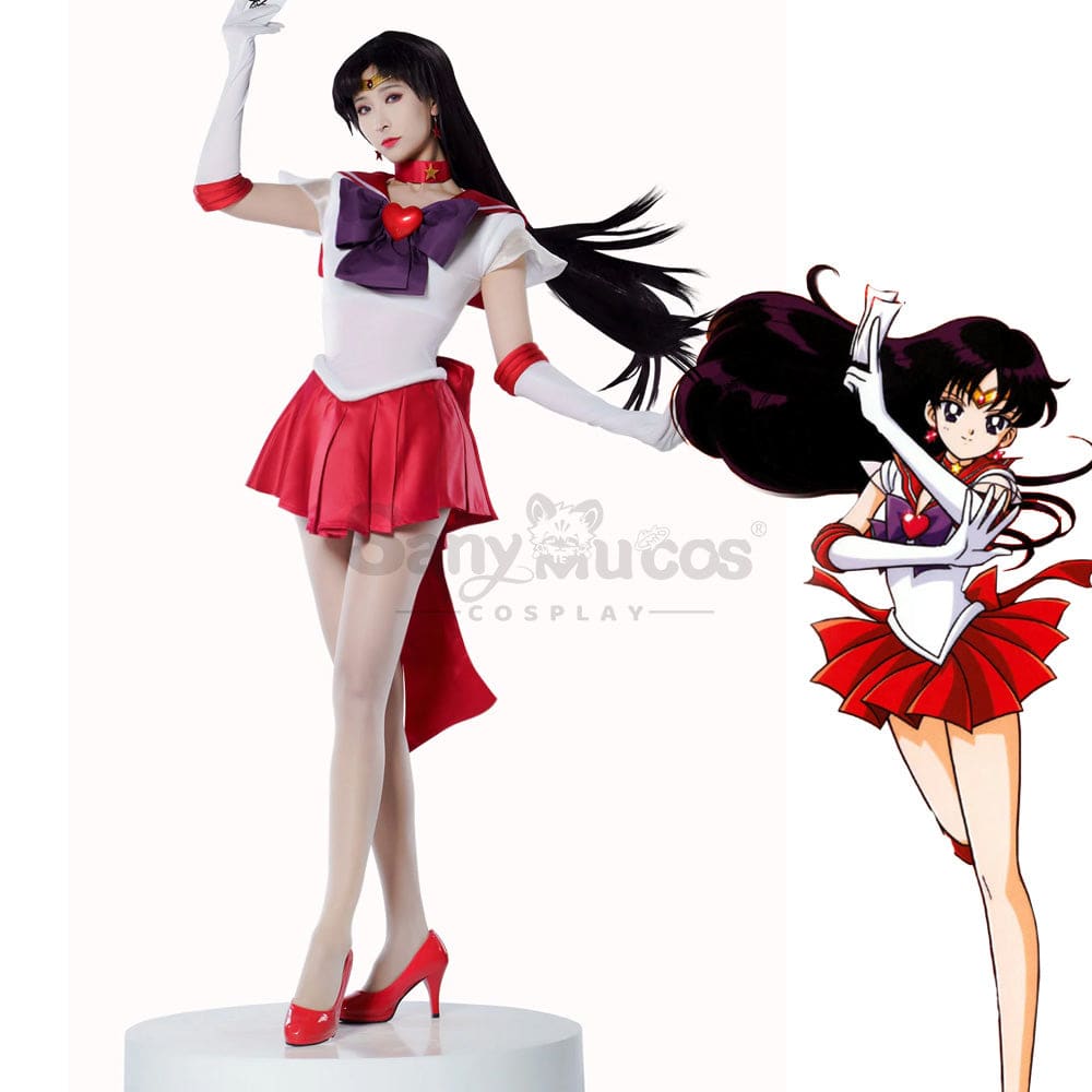 【In Stock】Anime Sailor Moon Supers Cosplay Mars Rei Hino Battle Suit Costume Premium Edition