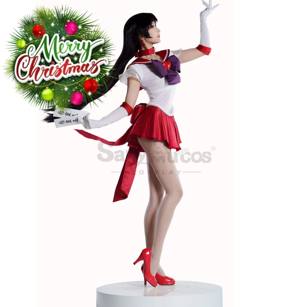 【In Stock】Anime Sailor Moon Supers Cosplay Mars Rei Hino Battle Suit Costume Premium Edition