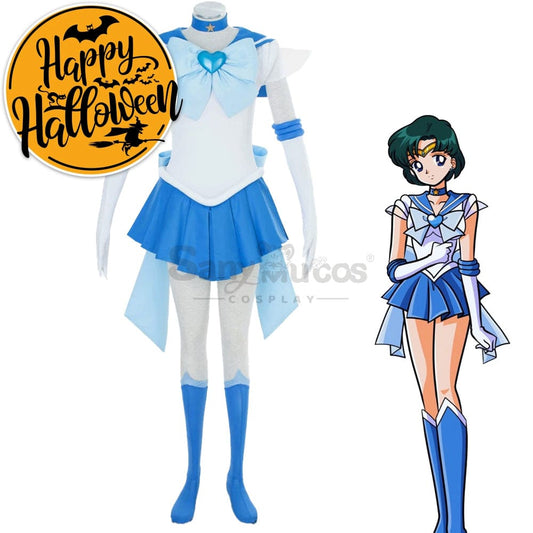 【In Stock】Anime Sailor Moon Supers Cosplay Mercury Ami Mizuno Battle Suit Costume Costumes 1000